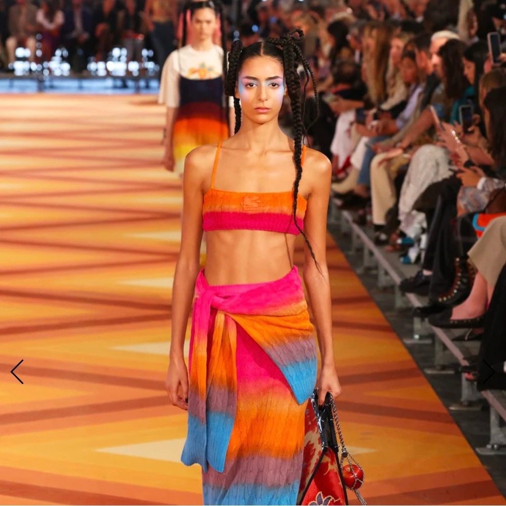 ETRO 🌟BNWT🌟Cropped Embroidered Dégradé Cable-knit Wool Top